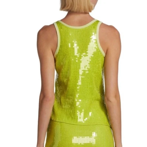 NWT Helmut Lang Green Sequin Asymmetric Tank -Sz 0